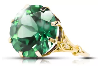 Styl Vintage Pierścionek Szmaragd 14k żółte złoto vrc073y